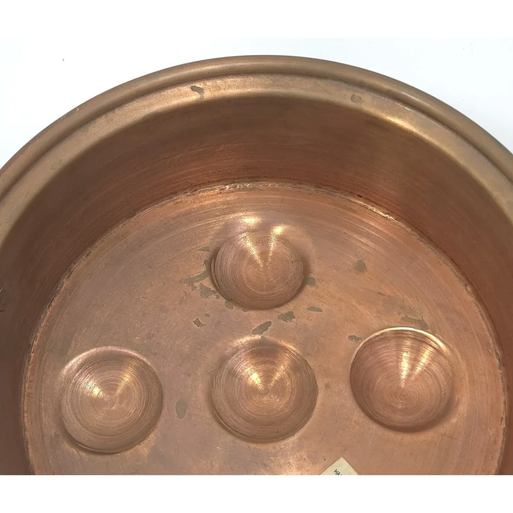 Vintage Copper Escargot Pan Egg Poacher Brass Handles Handmade Turkey 5 Cup 8